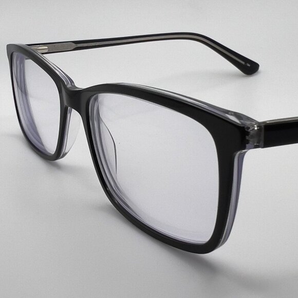 MP 20213 BK/CR Eyeglass Frames Rectangular Full Black Crystal Clear 58-19-150 - Picture 4 of 10